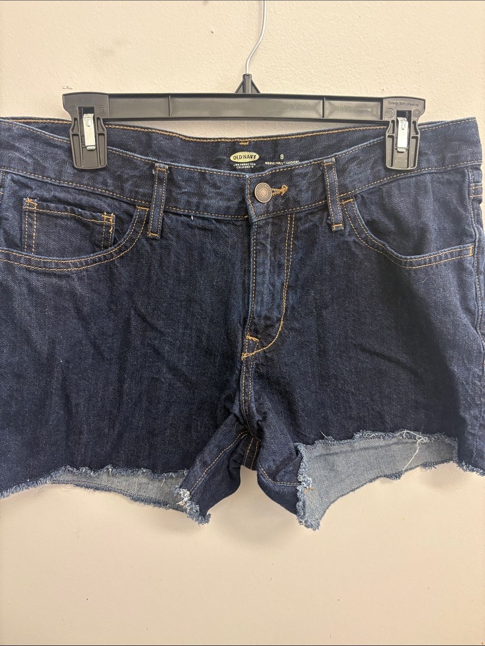 Old Navy Dark Indigo Frayed Hem Denim Shorts